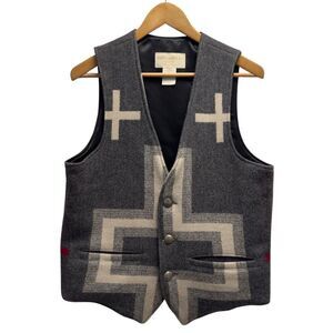 Native Jackets Sante Fe Vtg Men's Sz S Aztec Southwestern Metal Button Wool Vest